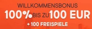 GunsBet Casino Willkomensbonus 100% bis zu €100+ 100 Freispiele