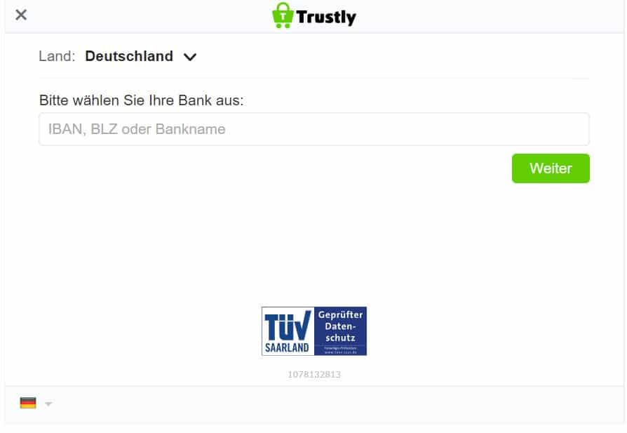 Ein- und Auszahlungen mit Trustly Pay für die Gewinne 